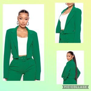 Fashion Nova Talia Cropped Blazer - Kelly Green Like NEW! Size M
